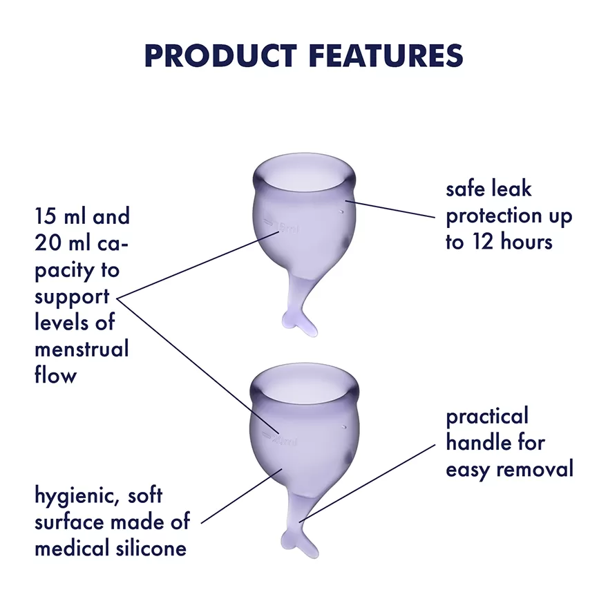 Набор менструальных чаш, 2шт Satisfyer Feel secure Menstrual Cup Lila Лиловый, J1766-4 оптом