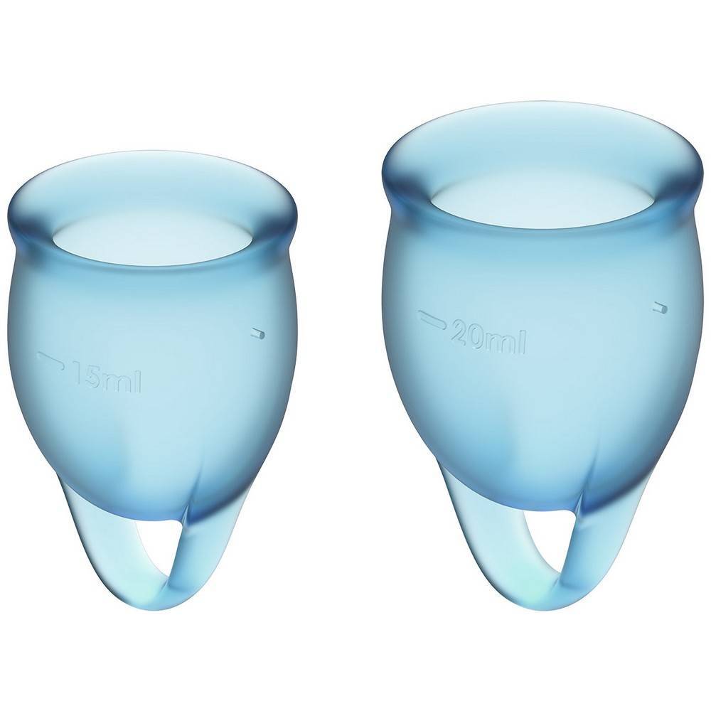 Набор менструальных чаш, 2шт Satisfyer Feel confident Menstrual Cup Light Blue Голубой, J1762-3 оптом