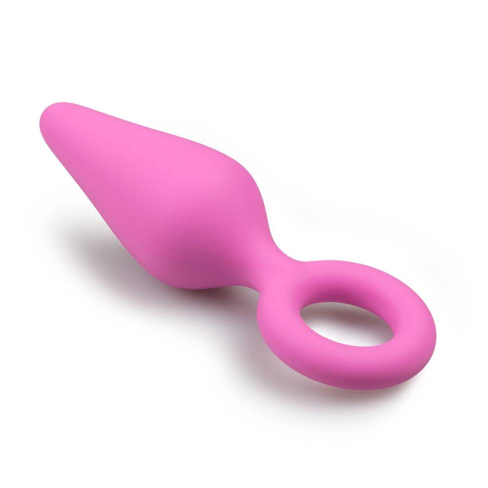 Pink Buttplugs With Pull Ring - Medium ET215PNK оптом