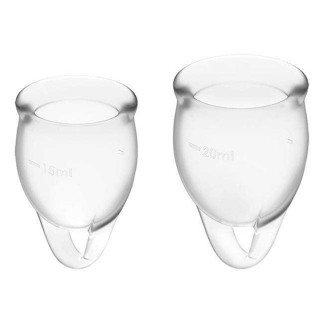 Набор менструальных чаш, 2шт Satisfyer Feel confident Menstrual Cup Transparent Прозрачный, J1762-2 оптом