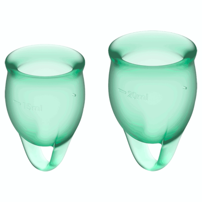 Набор менструальных чаш, 2шт Satisfyer Feel confident Menstrual Cup green Зеленый, J1762-5 оптом