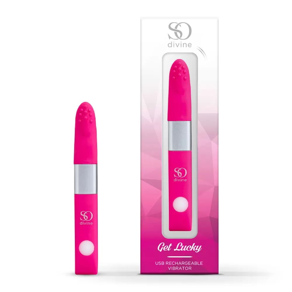 Мини-вибратор So Divine Get Lucky USB Vibrator  Розовый, SOUSB оптом