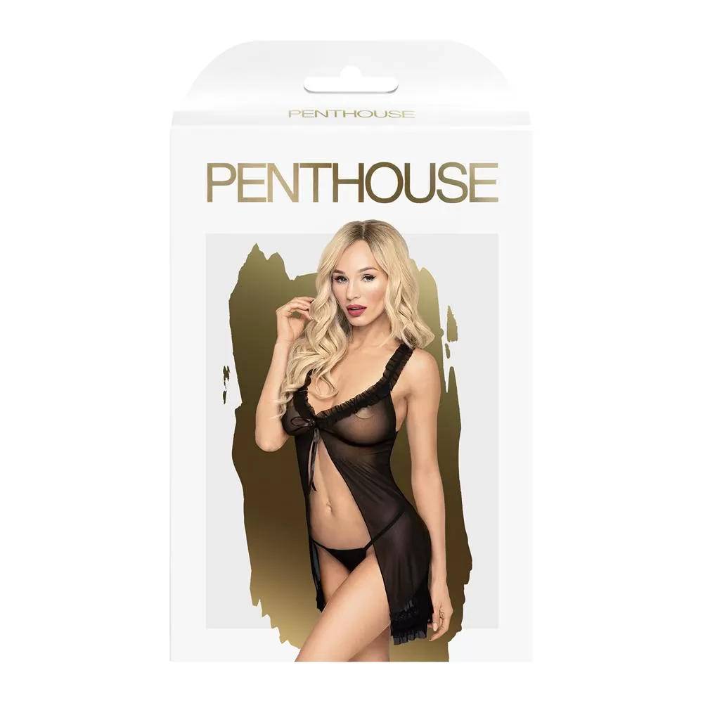 Сорочка и трусы стринги Penthouse After sunset Черный S/M 4004372 оптом