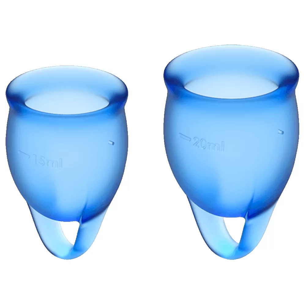 Набор менструальных чаш, 2шт Satisfyer Feel confident Menstrual Cup blue Голубой, J1762-6 оптом