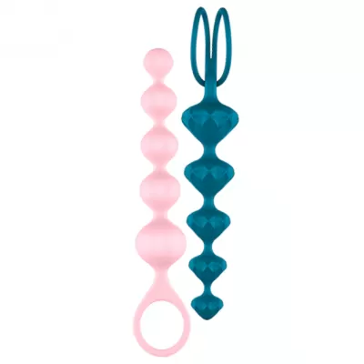 Набор анальных цепочек Satisfyer Beads  (set of 2) (Colored)  Синий, розовый, J01753/J01756ColorSet