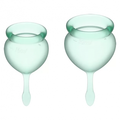 Набор менструальных чаш, 2шт Satisfyer Feel good Menstrual Cup Light green Светло зеленый, J1763-1 оптом