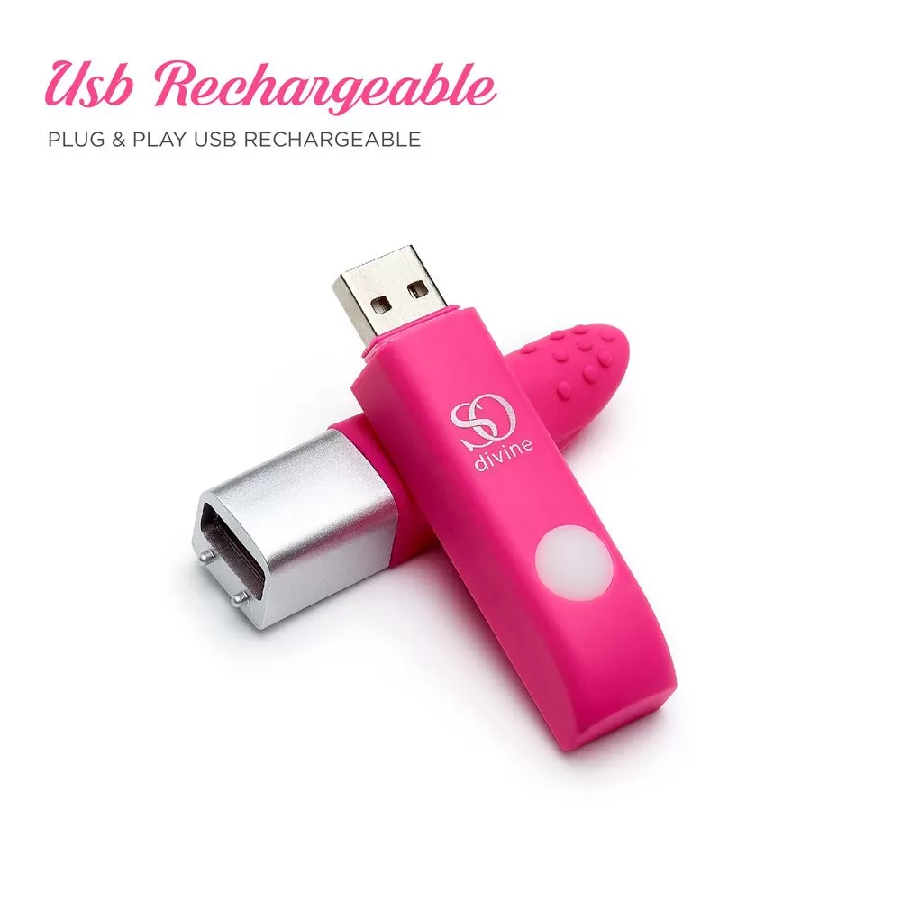 Мини-вибратор So Divine Get Lucky USB Vibrator  Розовый, SOUSB оптом