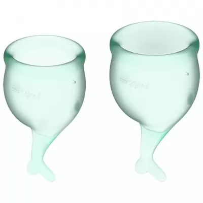 Набор менструальных чаш, 2шт Satisfyer Feel secure Menstrual Cup Light green Светло зеленый, J1766-1 оптом
